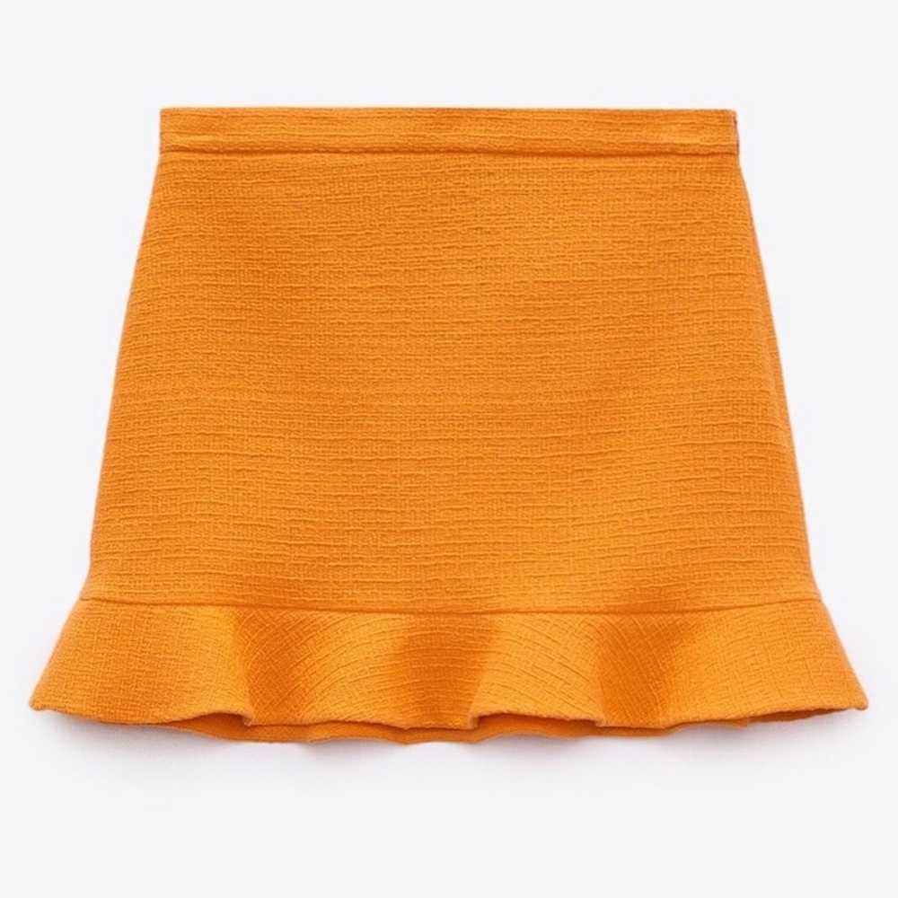Zara Women's Orange Ruffle Skirt
